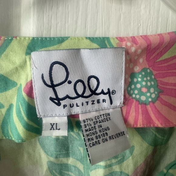 LILLY PULITZER Pink and Green Floral Nighttime Caftan Sample - Picture 4 of 10